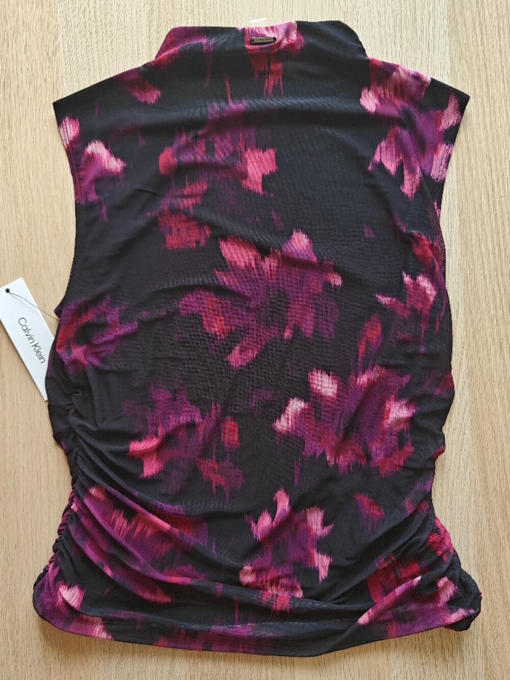 CALVIN KLEIN FLORAL-PRINT RUCHED BLOUSE (SIZE LARGE) - Picture 4 of 8